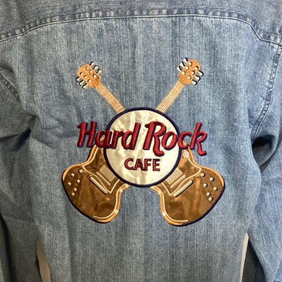 Nashville Tennessee Vintage Hard Rock Cafe Denim Shirt Embroidery womens large - Picture 2 of 10